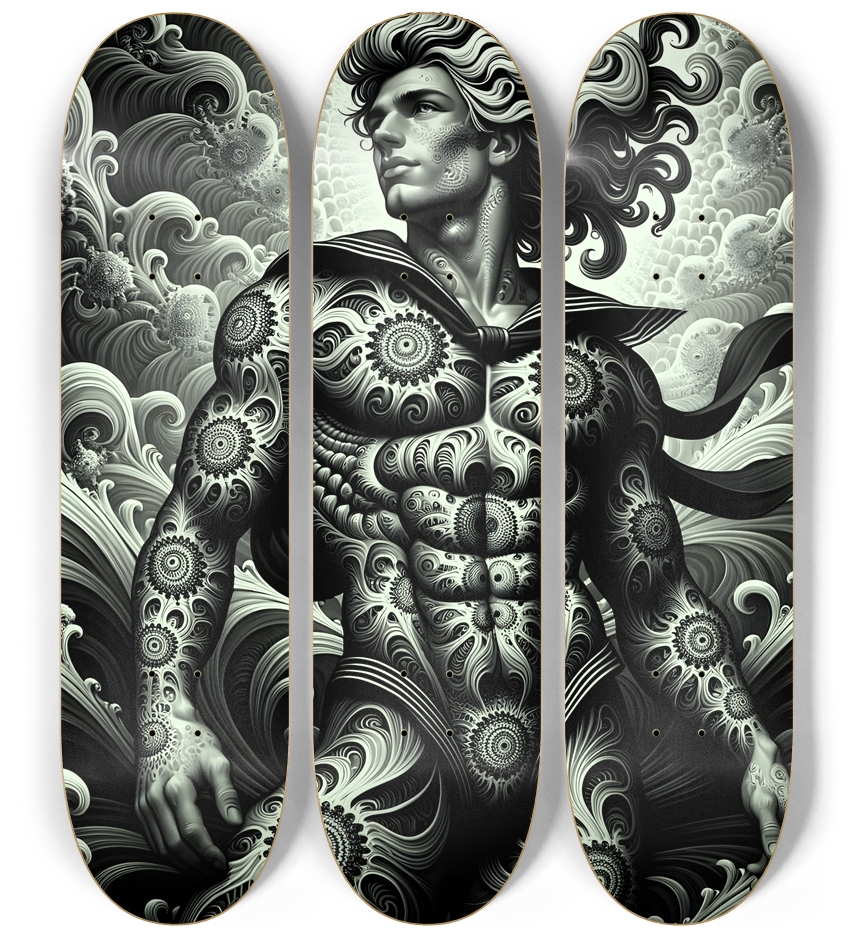 B&W Fractal Sailor #10 3 Deck Wall Series