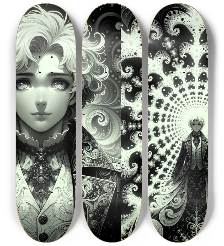 B&W Fractal Superhero #8 3 Deck Wall Series