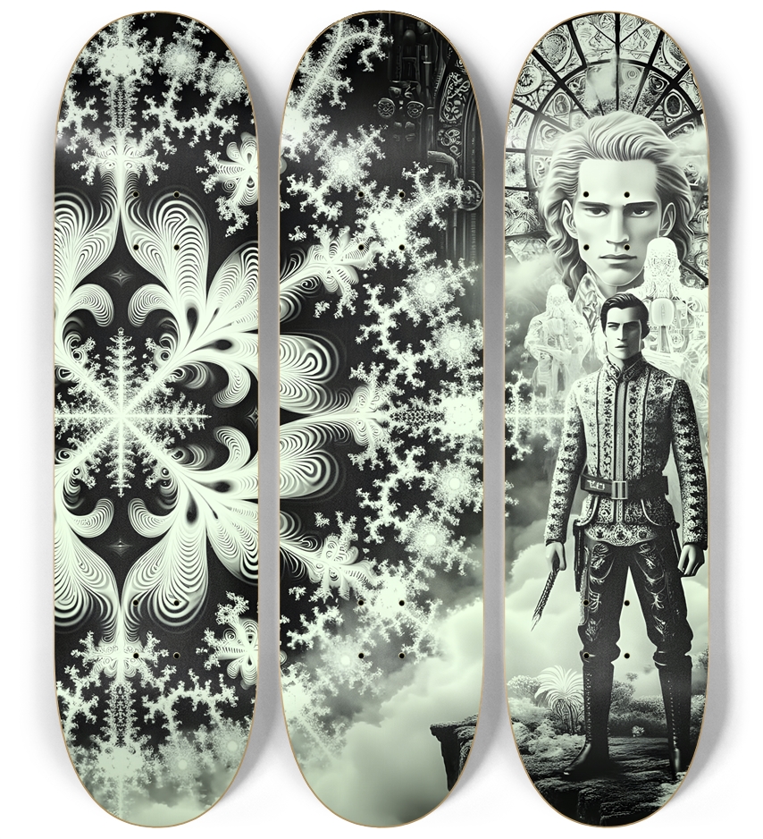 B&W Fractal Superhero #29 3 Deck Wall Series