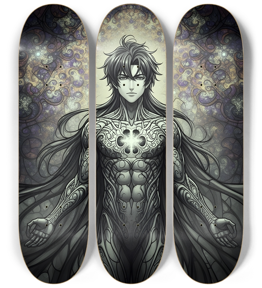 B&W Fractal Superhero #11 3 Deck Wall Series