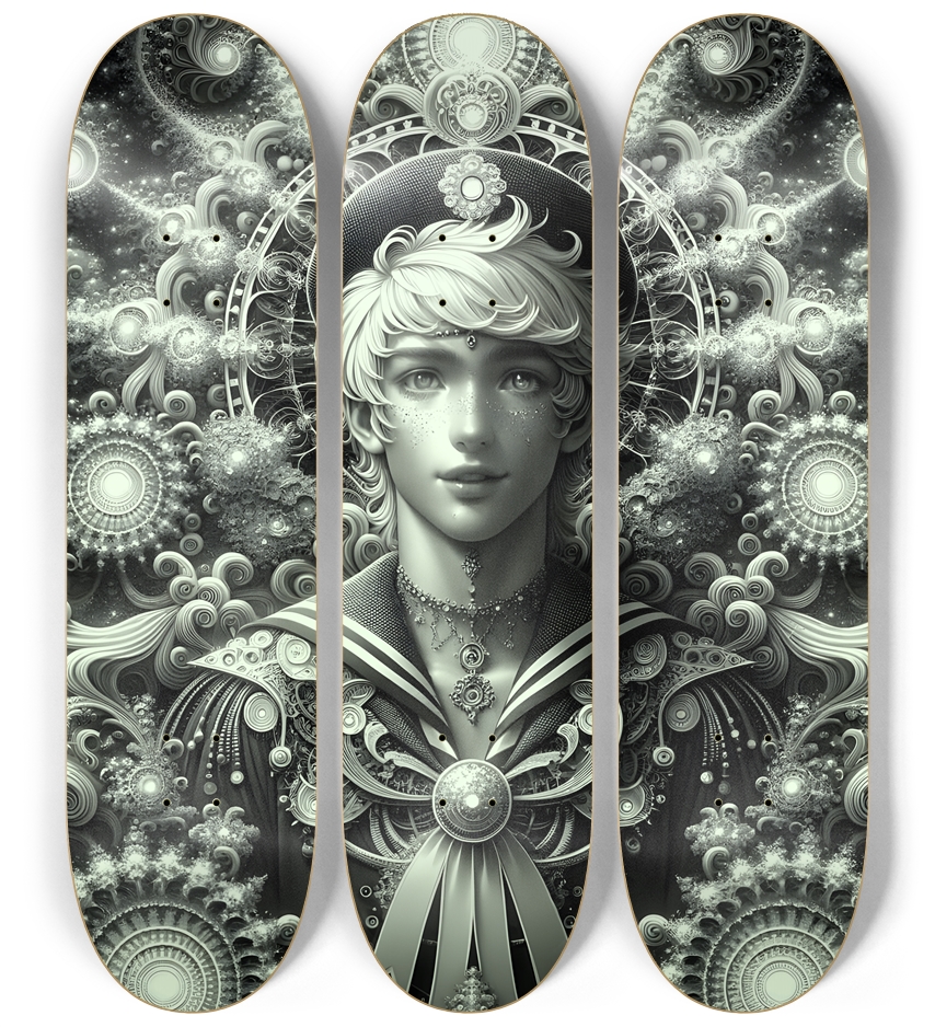 B&W Fractal Sailor #9 3 Deck Wall Series
