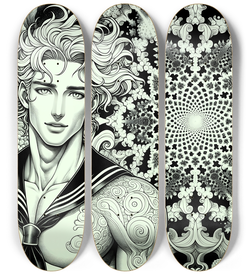 B&W Fractal Sailor #14 3 Deck Wall Series