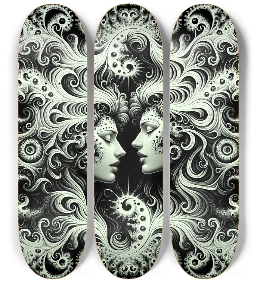 B&W Fractal Lovers #11 3 Deck Wall Series