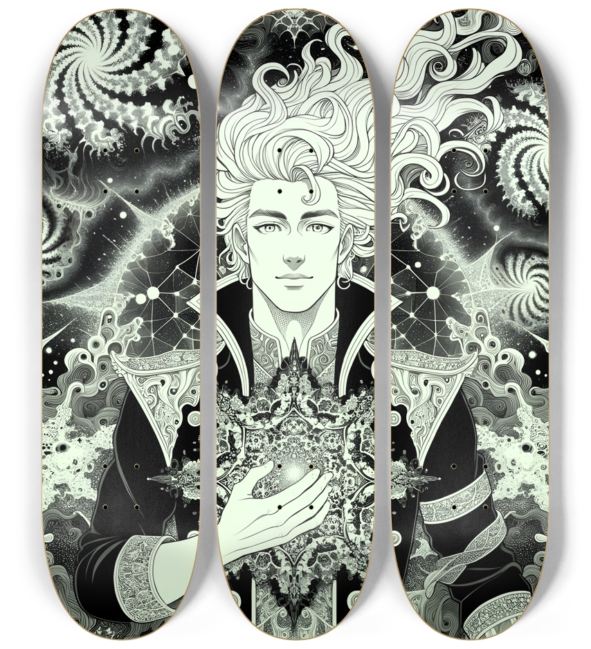 B&W Fractal Man #80 3 Deck Wall Series