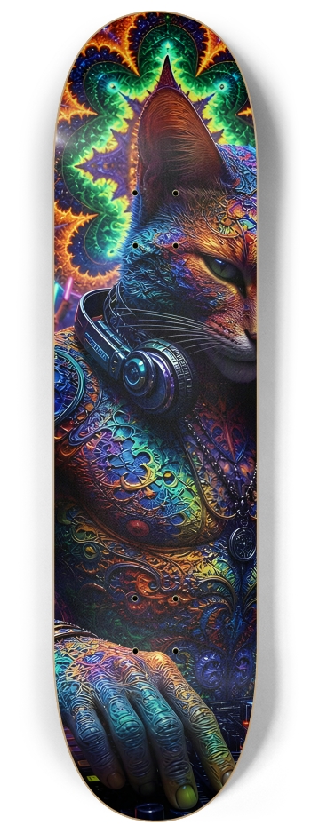 Psychedelic Fractal DJ House Cat #25 #2 8-1/4 Skateboard Deck