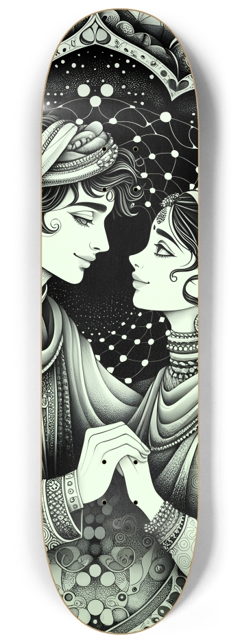 B&W Fractal Lovers #28 #2 8-1/4 Skateboard Deck