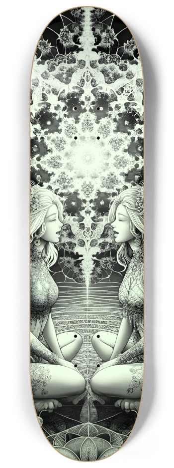 B&W Fractal Lovers #25 #2 8-1/4 Skateboard Deck