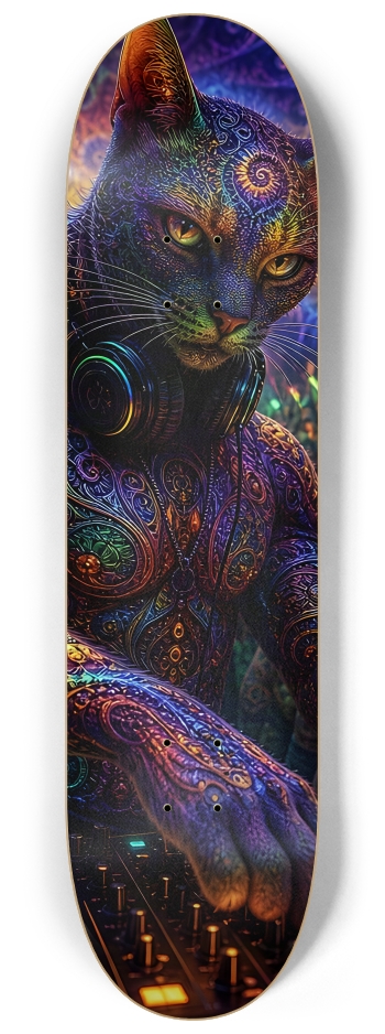 Psychedelic Fractal DJ House Cat #17 #2 8-1/4 Skateboard Deck