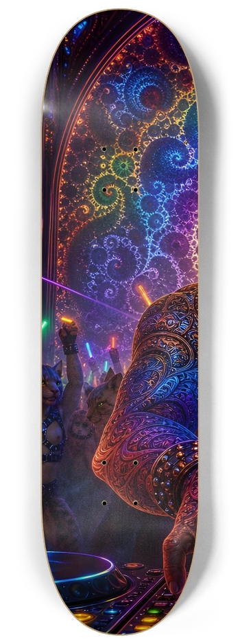 Psychedelic Fractal DJ House Cat #4 #1 8-1/4 Skateboard Deck