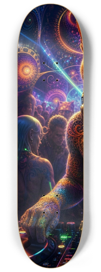 Psychedelic Fractal DJ House Cat #16 #1 8-1/4 Skateboard Deck