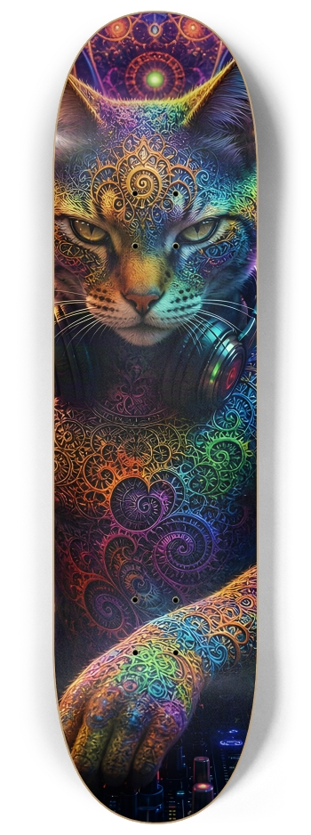 Psychedelic Fractal DJ House Cat #16 #2 8-1/4 Skateboard Deck