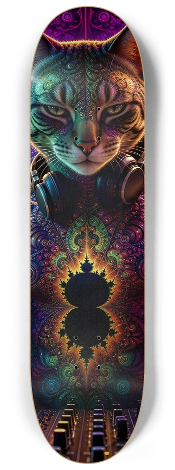 Psychedelic Fractal DJ House Cat #6 #2 8-1/4 Skateboard Deck