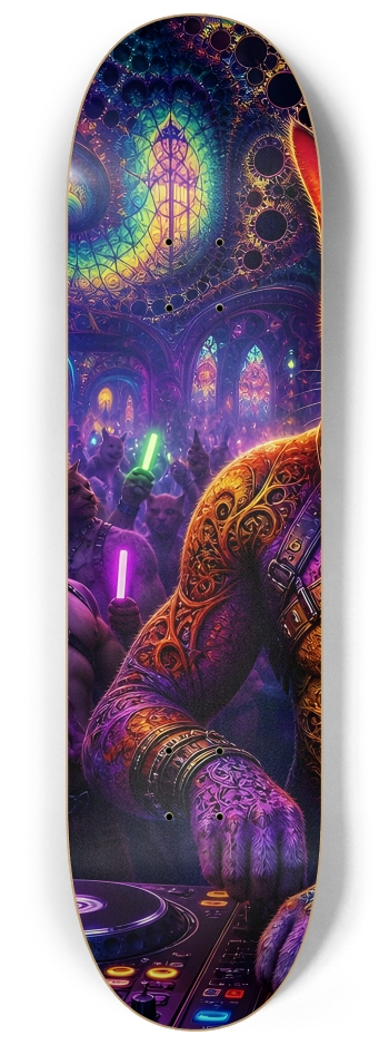 Psychedelic Fractal DJ House Cat #15 #1 8-1/4 Skateboard Deck