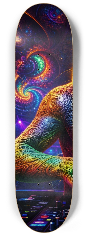 Psychedelic Fractal DJ House Cat #28 #1 8-1/4 Skateboard Deck