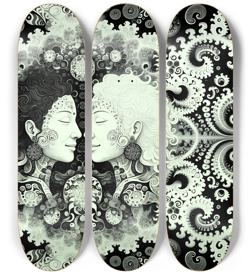 B&W Fractal Lovers #15 3 Deck Wall Series