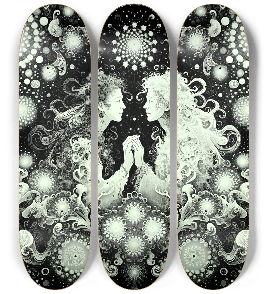 B&W Fractal Lovers #17 3 Deck Wall Series