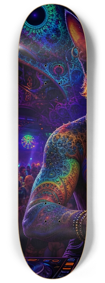 Psychedelic Fractal DJ House Cat #9 #1 8-1/4 Skateboard Deck