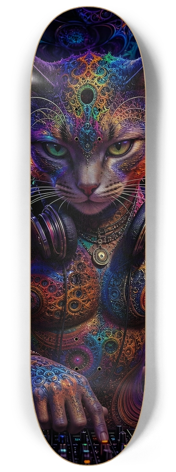 Psychedelic Fractal DJ House Cat #9 #2 8-1/4 Skateboard Deck