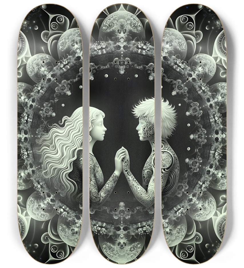 B&W Fractal Lovers #16 3 Deck Wall Series