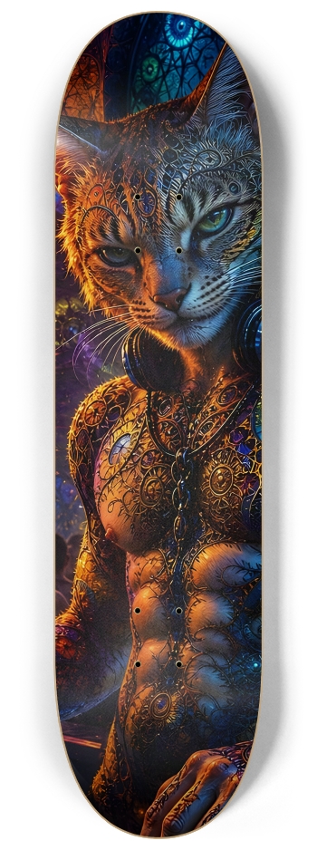 Psychedelic Fractal DJ House Cat #14 #2 8-1/4 Skateboard Deck