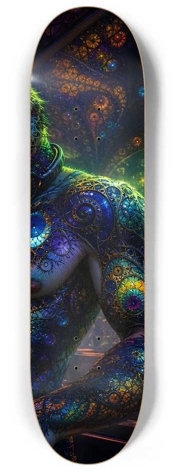 Psychedelic Fractal DJ House Cat #14 #3 8-1/4 Skateboard Deck