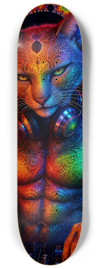 Psychedelic Fractal DJ House Cat #13 #2 8-1/4 Skateboard Deck