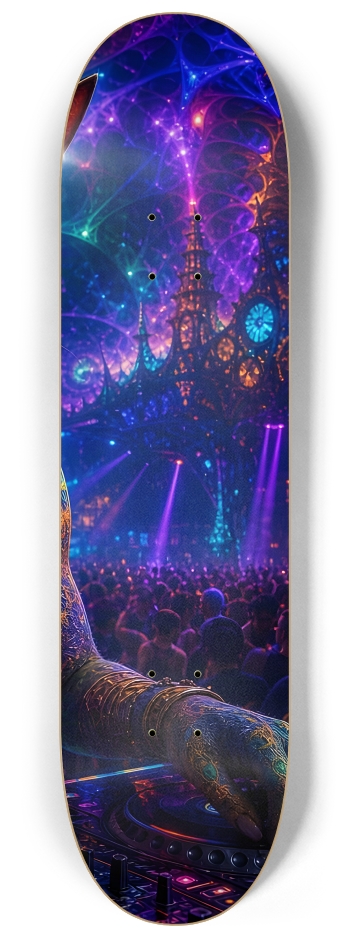 Psychedelic Fractal DJ House Cat #27 #3 8-1/4 Skateboard Deck
