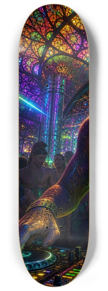 Psychedelic Fractal DJ House Cat #24 #1 8-1/4 Skateboard Deck