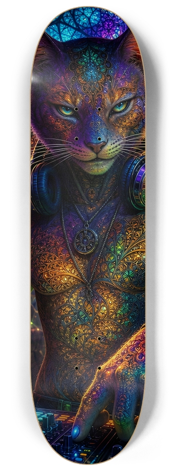 Psychedelic Fractal DJ House Cat #24 #2 8-1/4 Skateboard Deck