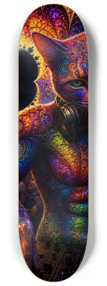 Psychedelic Fractal DJ House Cat #26 #2 8-1/4 Skateboard Deck