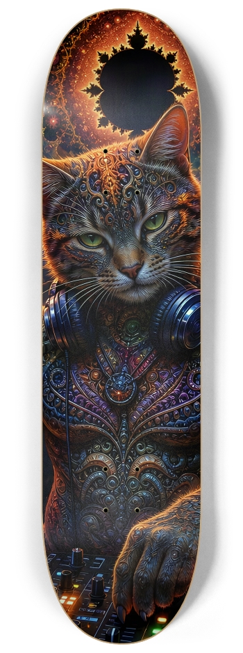 Psychedelic Fractal DJ House Cat #5 #2 8-1/4 Skateboard Deck