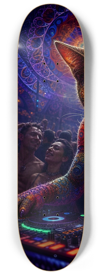 Psychedelic Fractal DJ House Cat #2 #1 8-1/4 Skateboard Deck