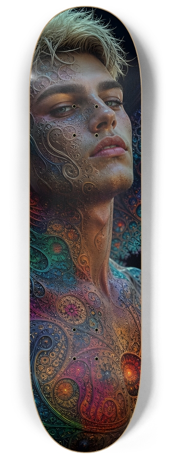 Psychedelic Fractal Bleach Blonde Elf #5 #2 8-1/4 Skateboard Deck