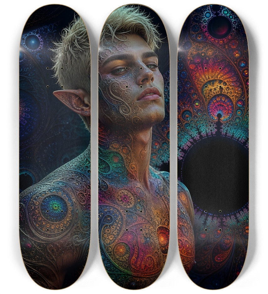 Psychedelic Fractal Bleach Blonde Elf #5 3 Deck Wall Series