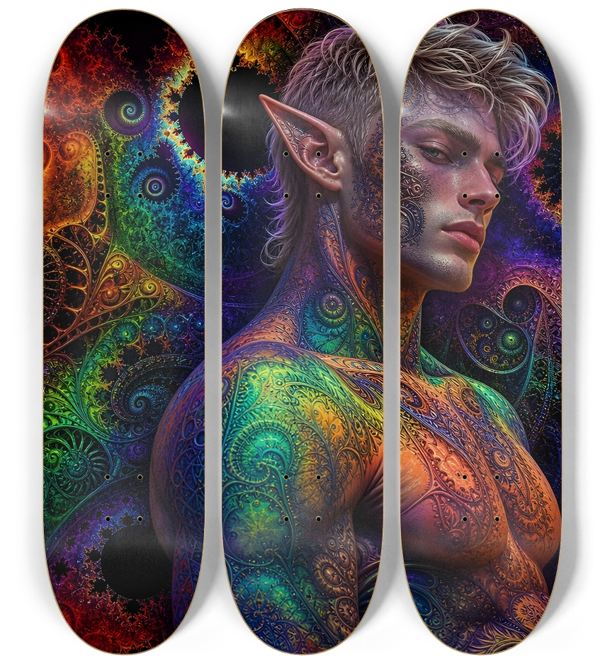 Psychedelic Fractal Bleach Blonde Elf #23 3 Deck Wall Series