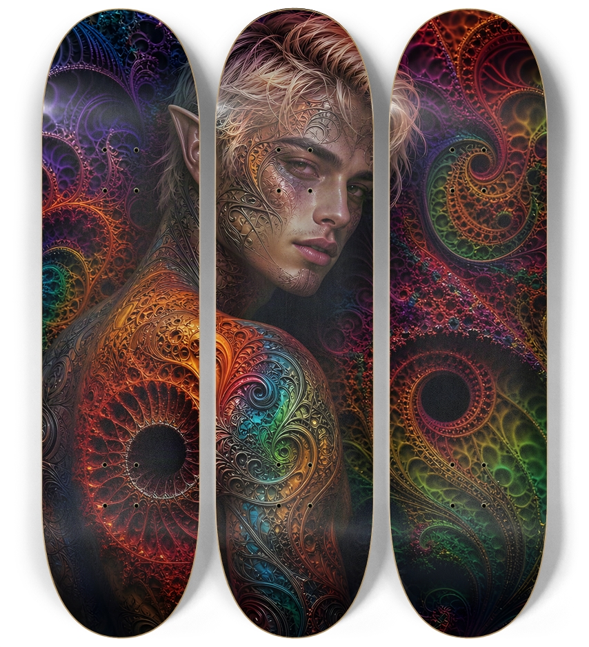 Psychedelic Fractal Bleach Blonde Elf #15 3 Deck Wall Series