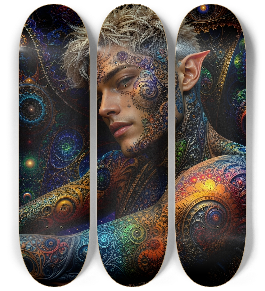 Psychedelic Fractal Bleach Blonde Elf #21 3 Deck Wall Series