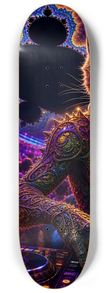 Psychedelic Fractal DJ House Cat #31 #1 8-1/4 Skateboard Deck