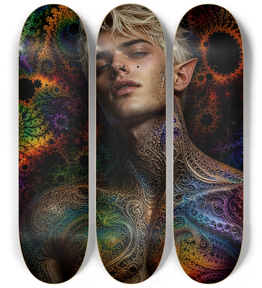 Psychedelic Fractal Bleach Blonde Elf #8 3 Deck Wall Series