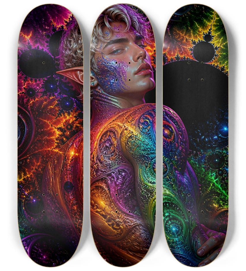 Psychedelic Fractal Bleach Blonde Elf #17 3 Deck Wall Series