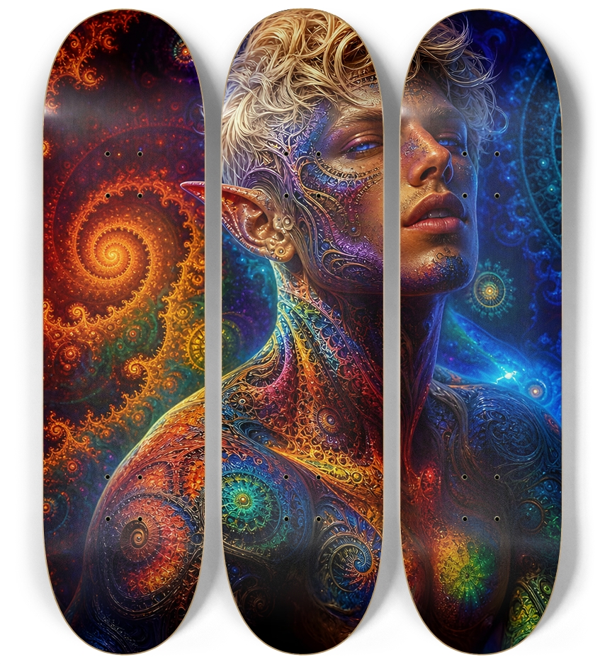 Psychedelic Fractal Bleach Blonde Elf #19 3 Deck Wall Series