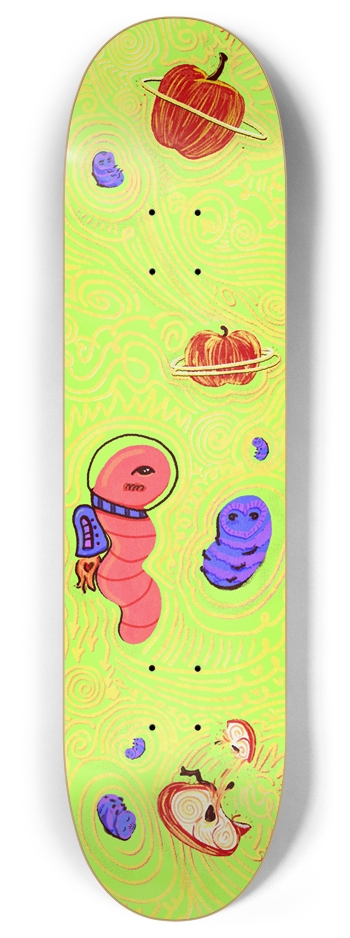 Astroworm Standard Skateboard Deck – Hand-Illustrated Space Critters 8"x32" 8 Inch Skateboard Deck
