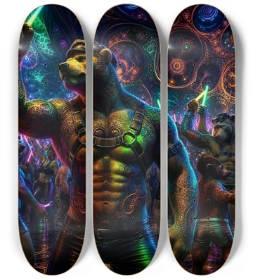 Psychedelic Fractal Brown Leather Bears #7