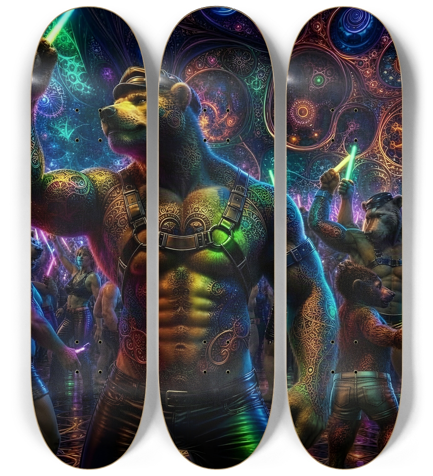 Psychedelic Fractal Brown Leather Bears #7