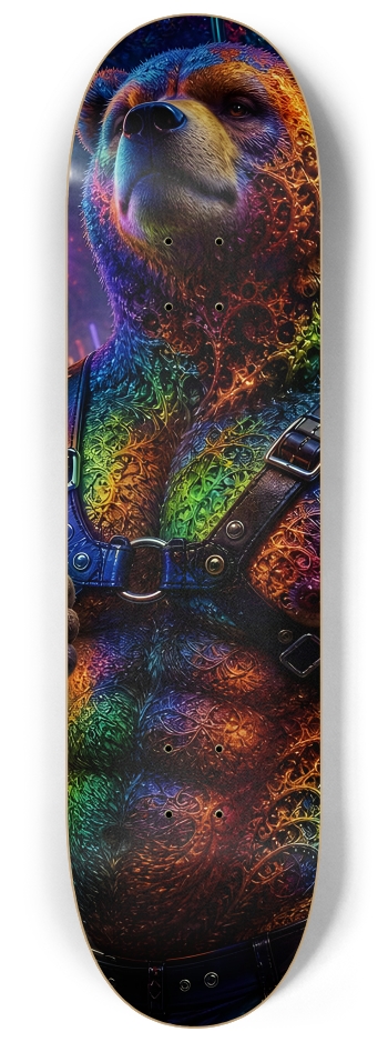 Psychedelic Fractal Brown Leather Bears #13 #2 8-1/4 Skateboard Deck