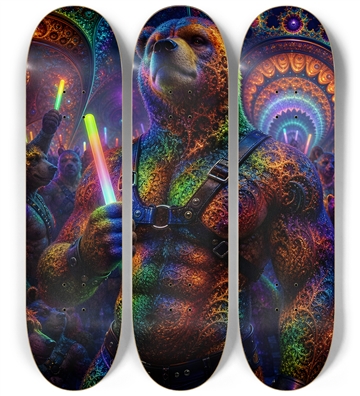 Psychedelic Fractal Brown Leather Bears #13