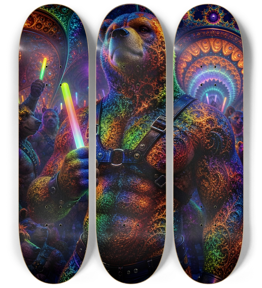 Psychedelic Fractal Brown Leather Bears #13