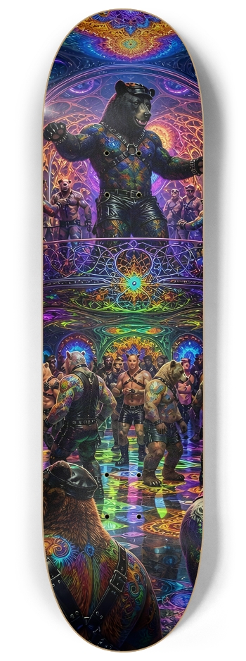 Psychedelic Fractal Leather Bears #17 #2 8-1/4 Skateboard Deck