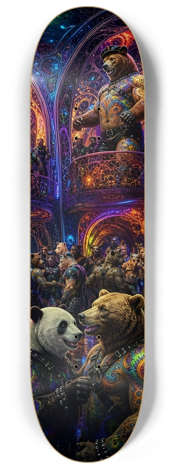 Psychedelic Fractal Leather Bears #17 #3 8-1/4 Skateboard Deck