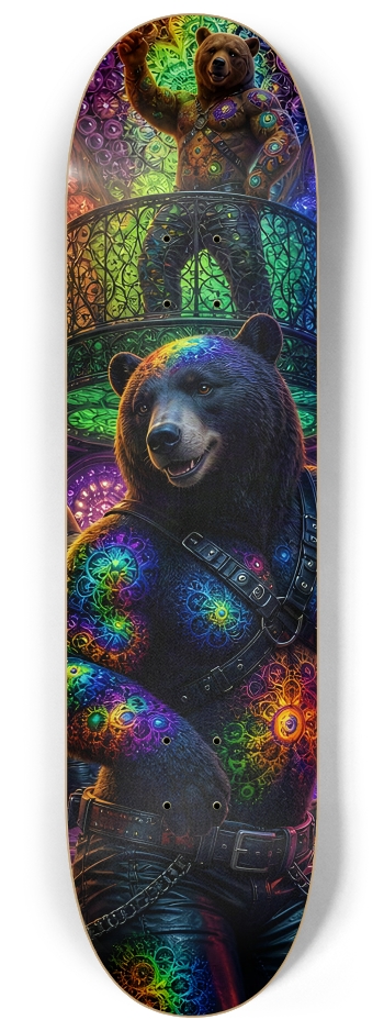 Psychedelic Fractal Leather Bears #27 #2 8-1/4 Skateboard Deck